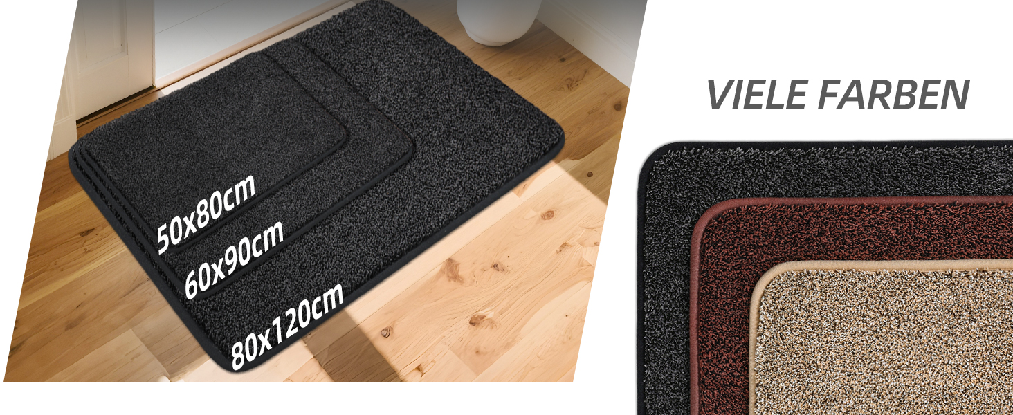 Килимок для входу COSY HOMEER 50x80 см, чорний - м'який, вологопоглинаючий, антиковзкий, для кухні, коридору, приміщення