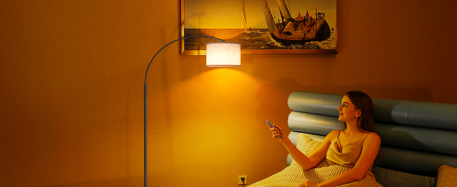 Торшер для вітальні JASMIN I з LED E27, тканинний абажур 33 см, вимикач на нозі, вінтажний стиль, підходить для спальні, готелю (льон-rgb)