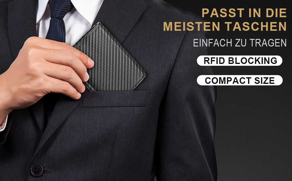 Чоловічий гаманець UNOSEKS з RFID захистом: Slim Wallet з відділом для монет та карткою для ID, на 1-6 карт (алюміній, карбон)