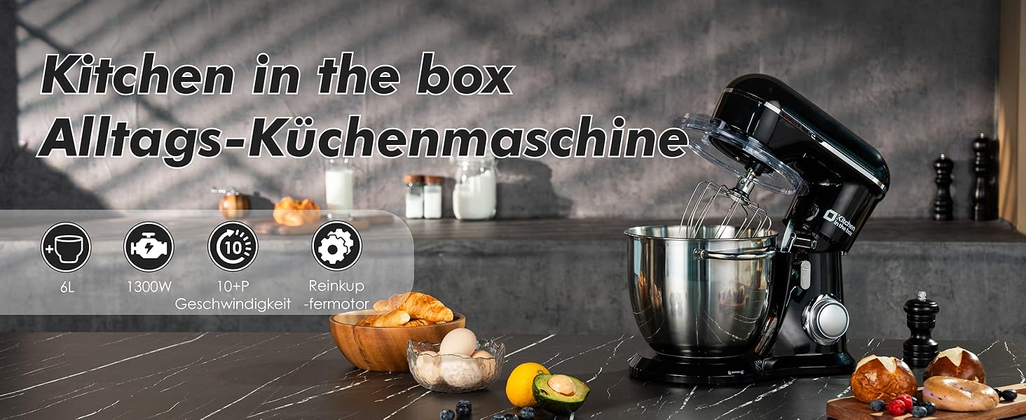 Кухонна машина Kitchen in the box: 6 л, 1300 Вт, темний зелений/чорний, з набором насадок