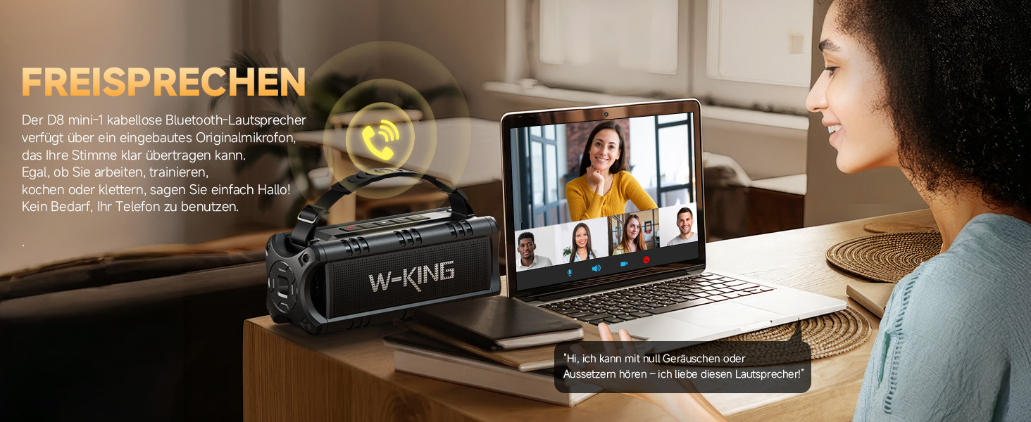 W-KING Bluetooth колонки: портативна, водонепроникна (IPX6), 60W, 24 години роботи, TF карта, USB, AUX, чорний