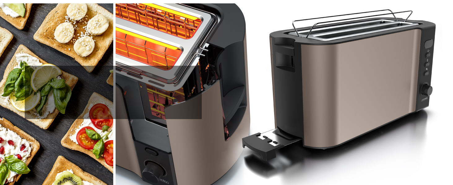 Набір Arendo: чайник та тостер, нержавіюча сталь, бежевий. Чайник 1,5л з підігрівом, тостер на 4 тости з LED-дисплеєм та 6 рівнями підсмажування