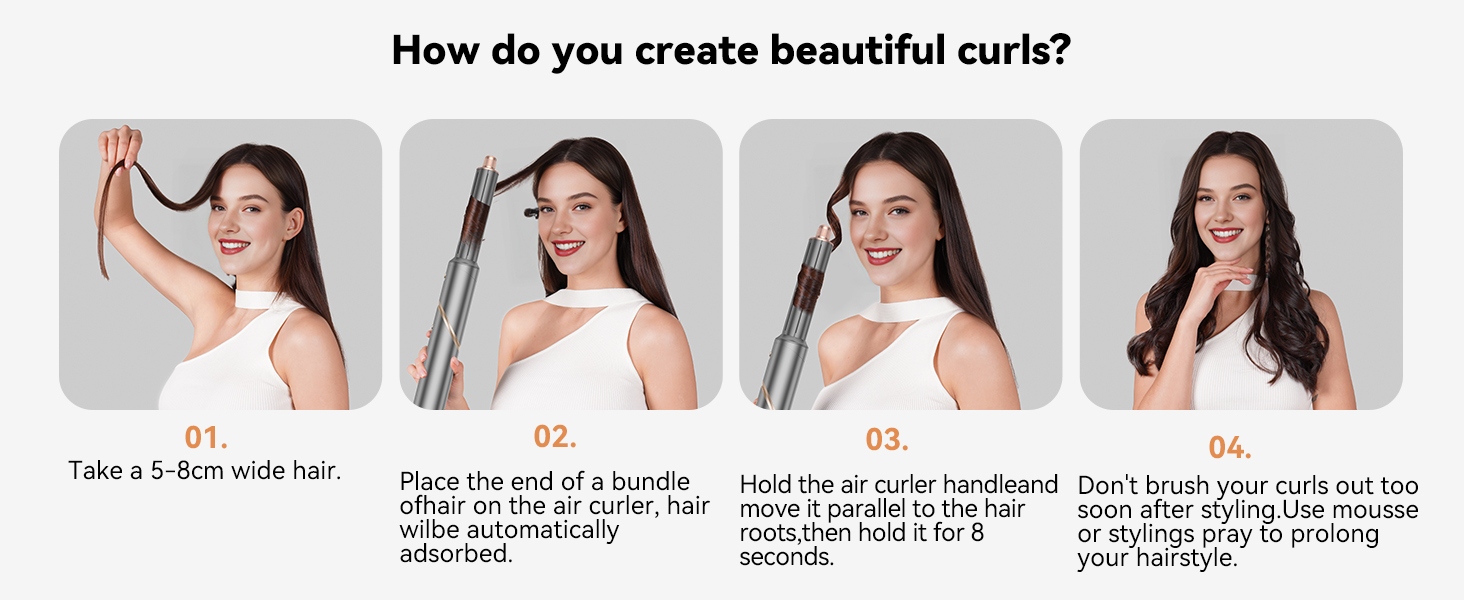 OKWRAP Hairstyler 5 в 1: Набір для укладки волосся з феном, іонізацією, автоматичною завивкою, плойкою та випрямлячем. (Сірий)