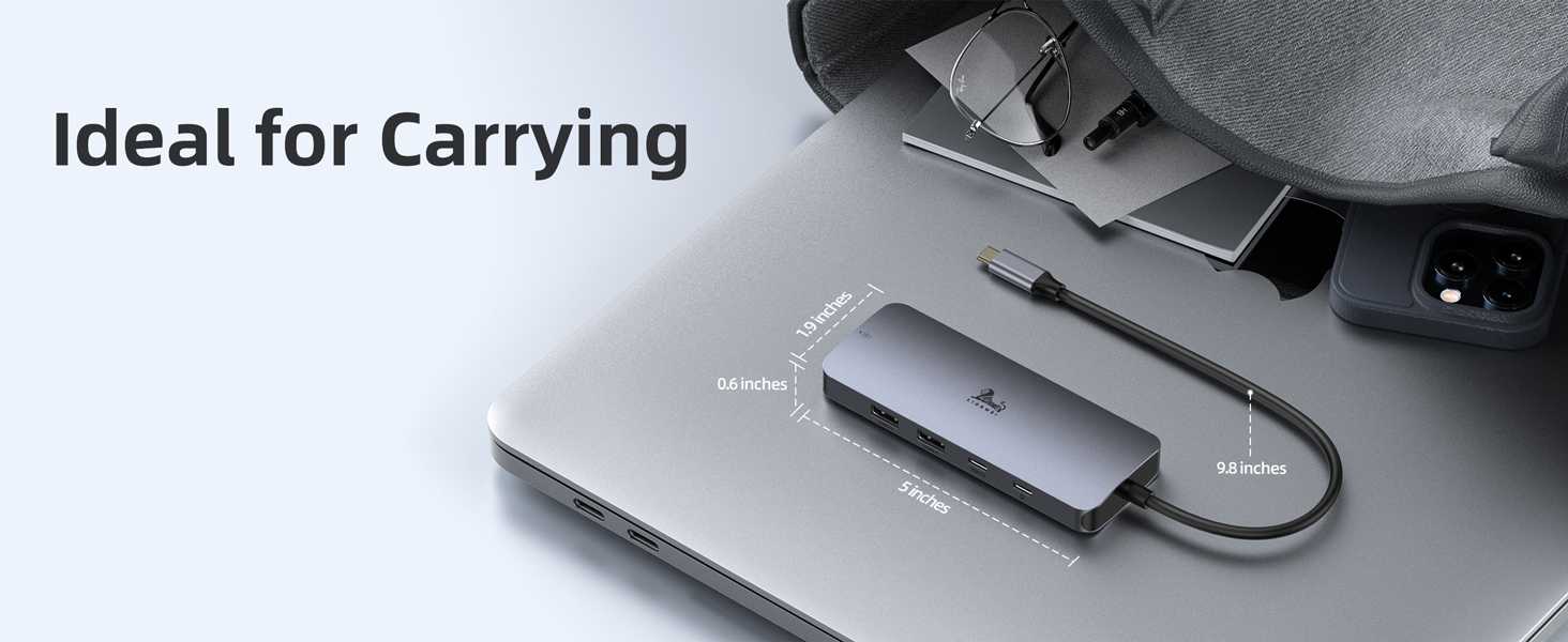 Док-станція USB-C для ноутбука з підтримкою 2 моніторів, 8 в 1: HDMI, DisplayPort, Ethernet, PD 100W, USB 3.0, сумісна з Dell, HP