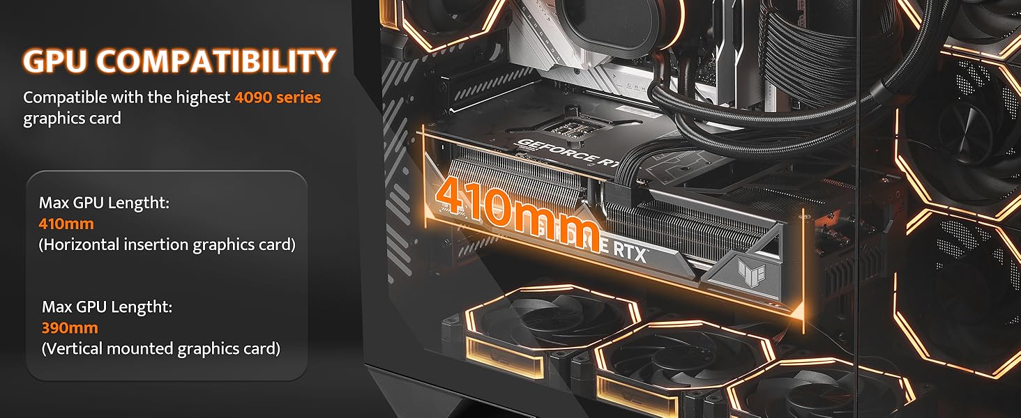 darkFlash DY470 - Корпус для ігрового ПК Full-Tower ATX з 4 PWM-ARGB вентиляторами, підтримка RTX 40, 2 камери, панорамне скло, радіатори до 360 мм (білий)