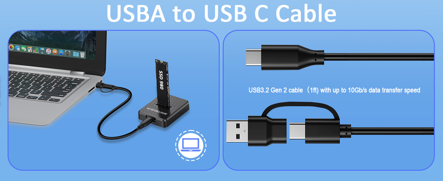 Зовнішній корпус-док-станція M.2 NVMe та SATA на USB-C, адаптер для SSD з підтримкою Dual-Protocol, швидкість 10 Гбіт/с, сумісність з M Key, B+M Key (2280, 2260, 2242, 2230)