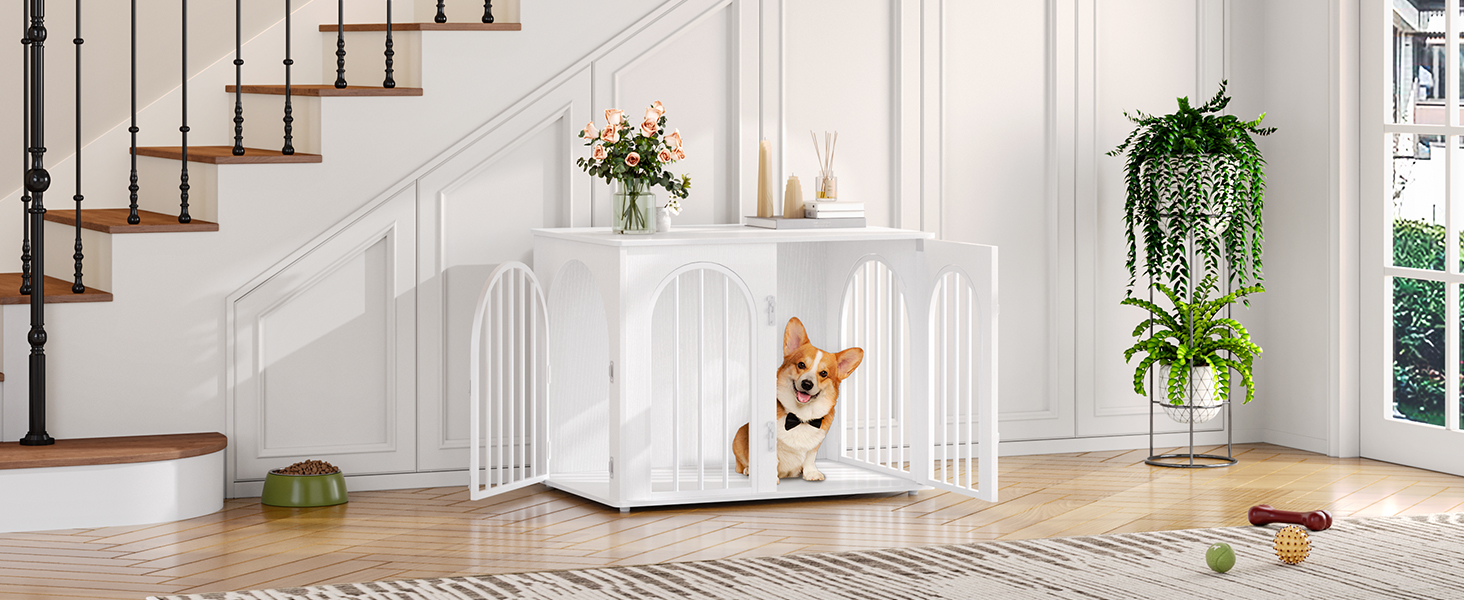 Сучасна переносна собача будка-стіл Hzuaneri DFC85101B, 80x56x61 см, 3 двері, для дому