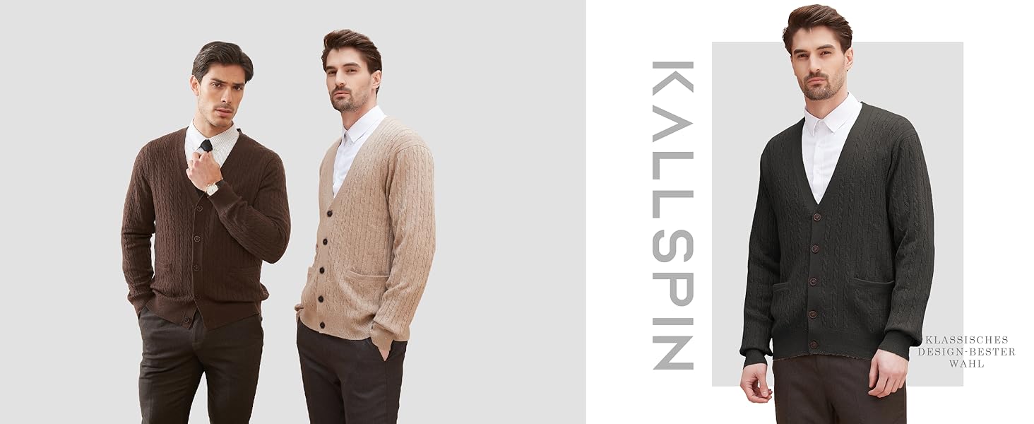 Чоловічий кардиган Kallspin з в'язаного з мікрофібри, в'язаний візерунком