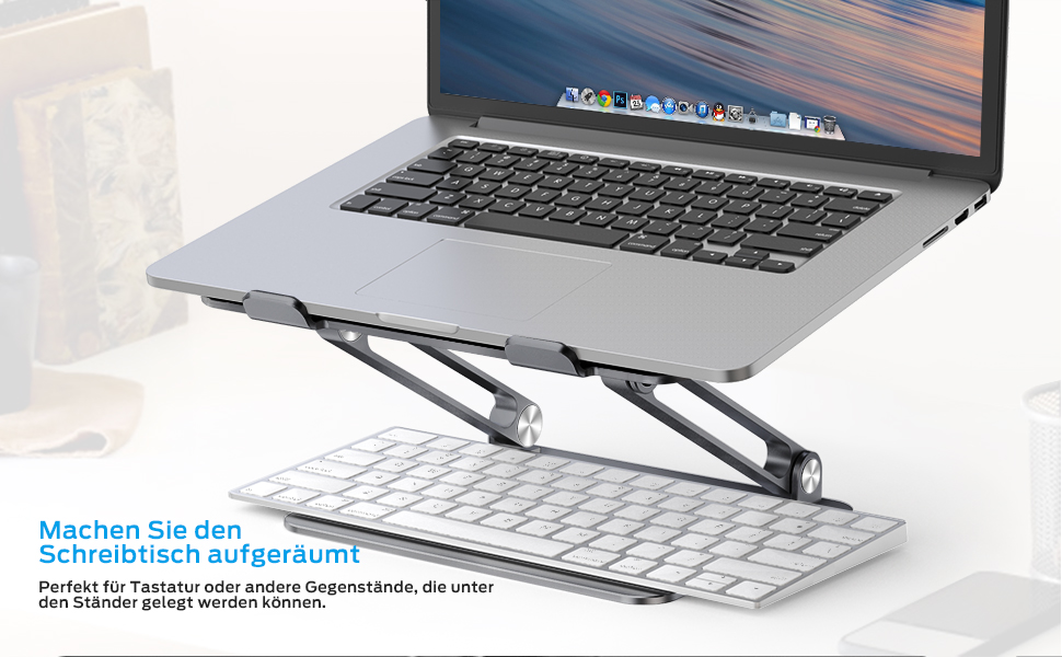 Adjustable Aluminum Laptop Stand - Ventilated Laptop Holder for 10-17 Inch Laptops - Compatible with MacBook, Dell, HP, Samsung, Acer
