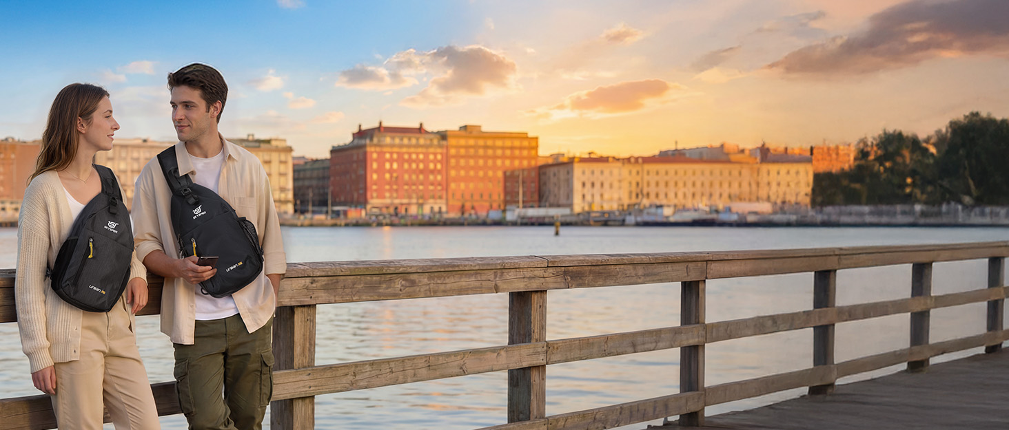 Чорна водонепроникна сумка через плече SkySper Urbanx6 6L - для подорожей, спорту та активного відпочинку