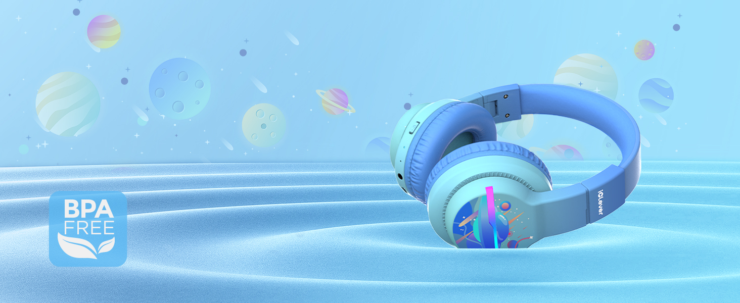 iClever Бездротові навушники для дітей з LED-підсвіткою, Bluetooth 5.2, мікрофон, BTH12 (градієнт синього)