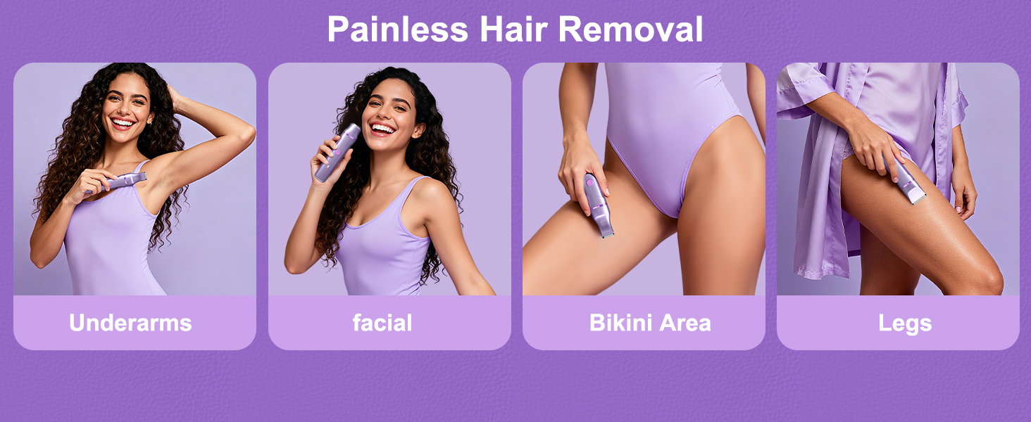 Електричний жіночий триммер 3-в-1 для тіла, обличчя, ніг, рук, під пазухами та зоною бікіні. Вологостійкий, перезаряджається (фіолетовий)