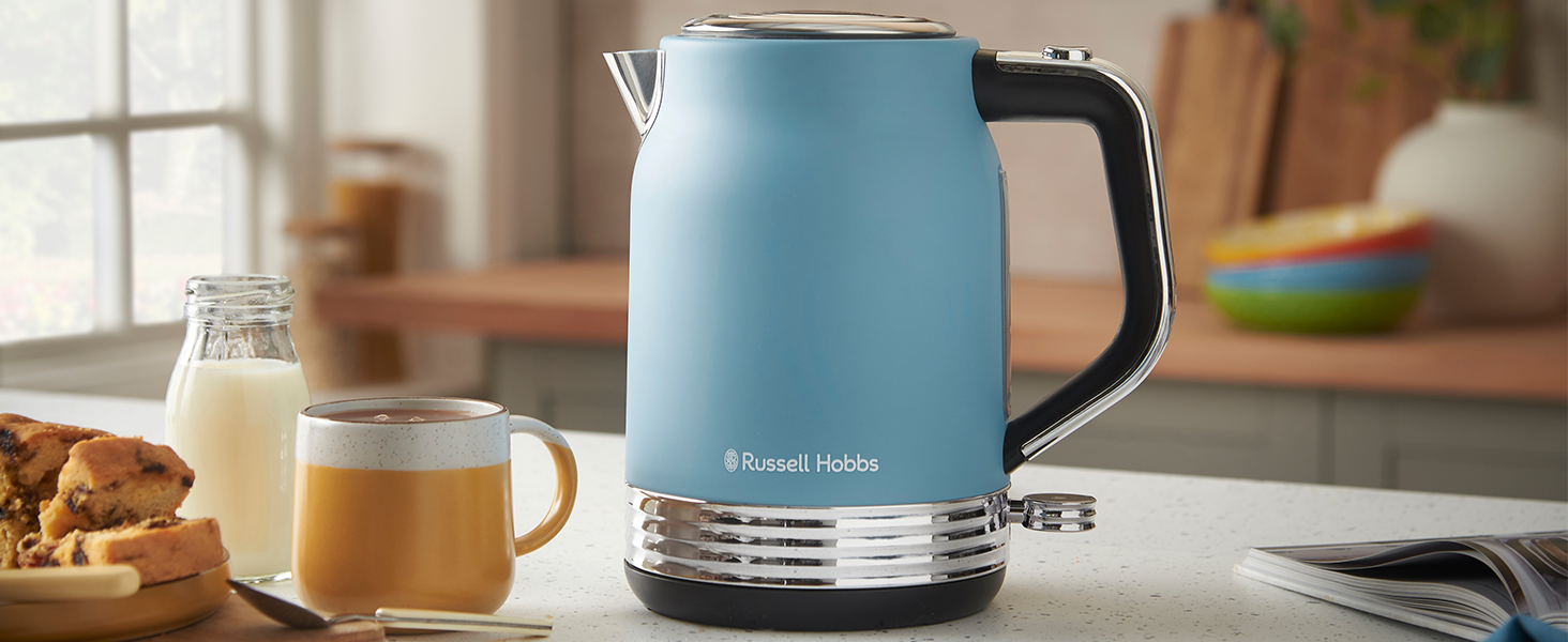 Електричний чайник Russell Hobbs Hanley Retro Jasmine 1.7л, 2400W, нержавіюча сталь, кремово-білий, вінтажний дизайн