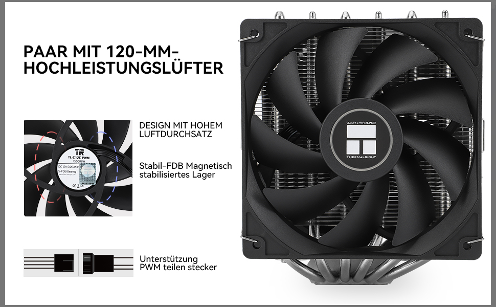 TR Peerless Assassin 120 SE ARGB: Кулер для CPU з RGB підсвічуванням, 6 heatpipes, 120 мм вентилятори, для AMD AM4/AM5 та Intel 1700/1150/1151/1200