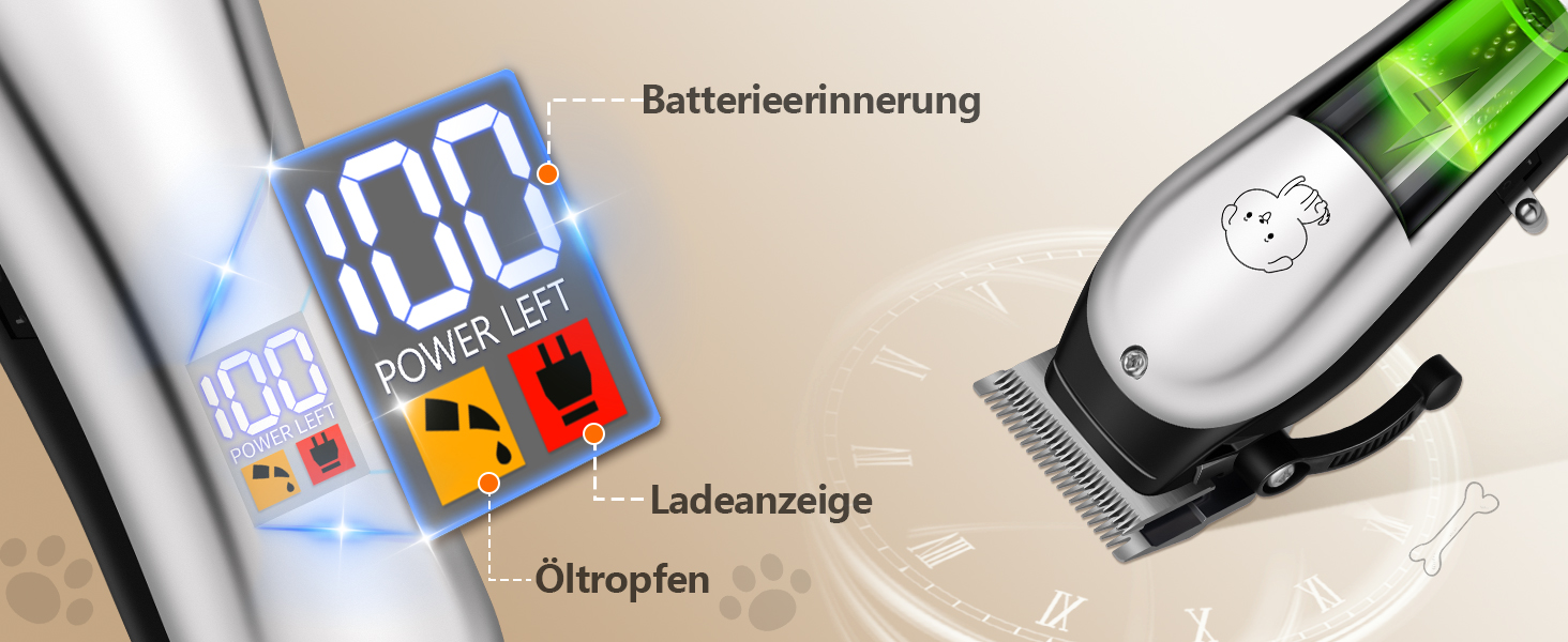 Професійна машинка для стрижки собак та котів Leise, 4 насадки, бездротова, для густого та кучерявого волосся