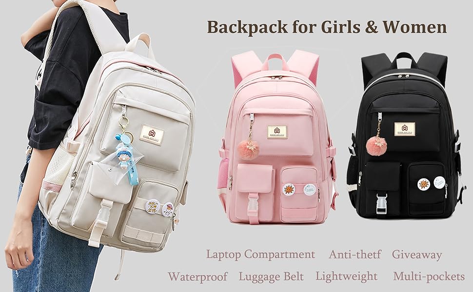 Чорний рюкзак для ноутбука 15.6 дюймів: шкільний, для подорожей, з захистом від крадіжок, великі кишені для книг