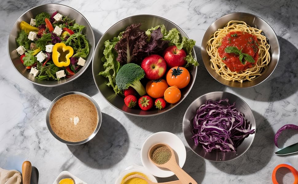 Набір салатниць та мисок Greentainer з нержавіючої сталі, 5 шт. (0,8л - 5,2л)