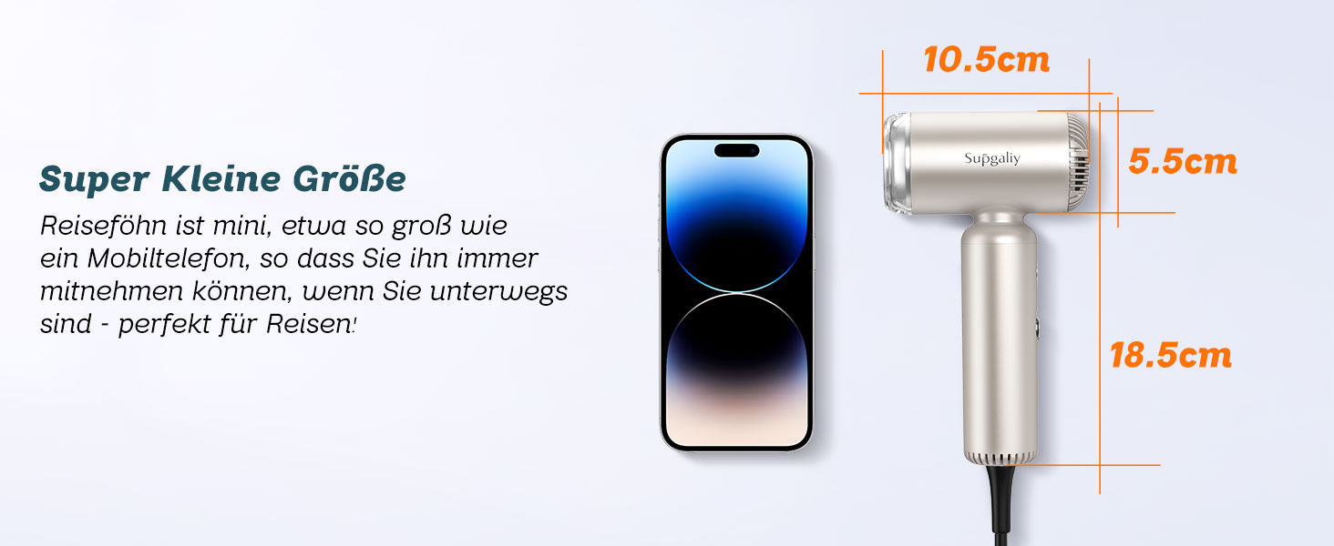 Золотистий фен Supgaliy з дифузором, іонізацією та 4 температурними режимами (1500W)