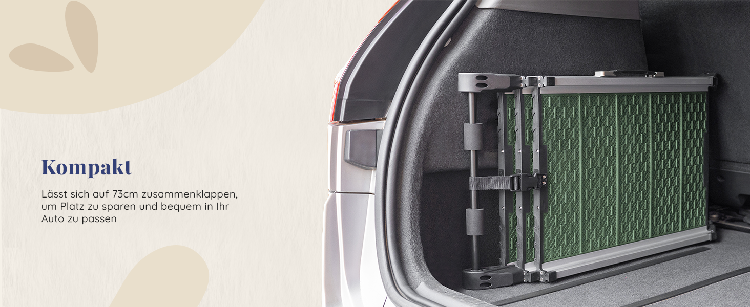 Трампліна для собак у машину, складана, стабільна, до 90 кг, для SUV та легкових авто, телескопічна алюмінієва, зелена, з кліпсою