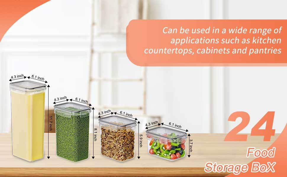 Набір контейнерів для зберігання STUSGO 42er, 24 шт. - прозорі пластикові контейнери з кришкою для круп, борошна та цукру