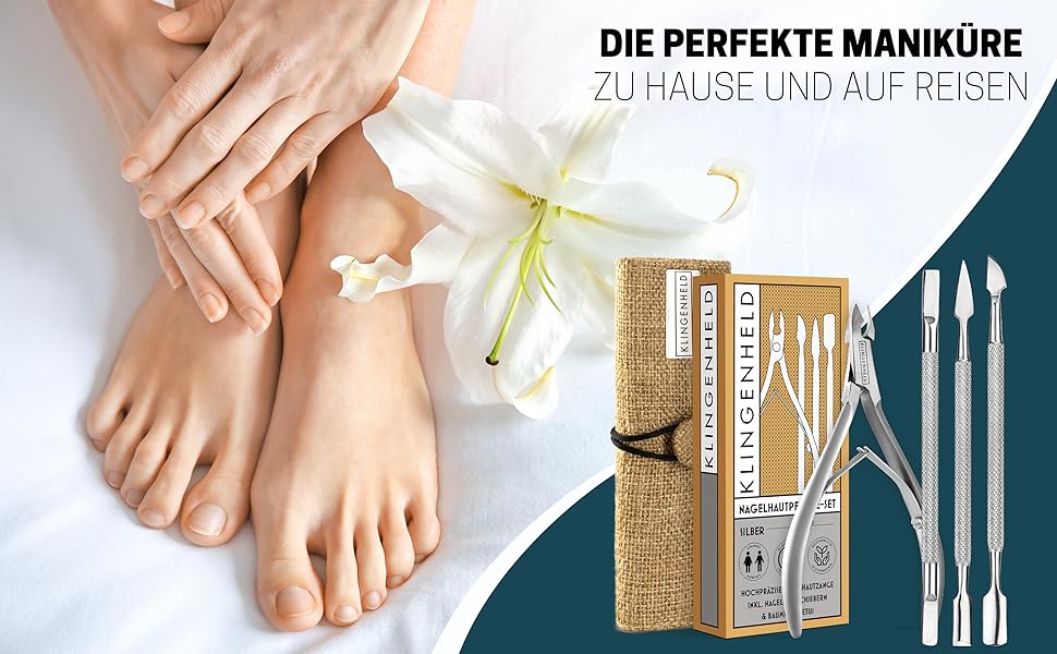 KLINGENHELD® Прецизійний інструмент для догляду за кутикулою (щипчики + штовхач) - легкий, гострий, з еко-етиулом - щипчики для кутикули, кутикульний штовхач