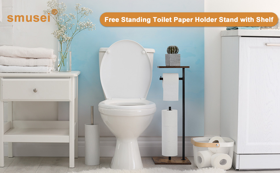 Підставка для туалетного паперу Smusei: дерев'яна, з місцем для запасних рулонів | Підставка для туалетного паперу для ванної кімнати