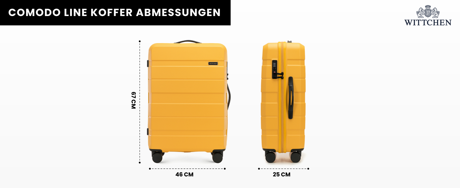 Набір валіз WITTCHEN COMODO Line: 4 шт. з ABS, телескопічний ручка, TSA-замок, 4 колеса, жовтий