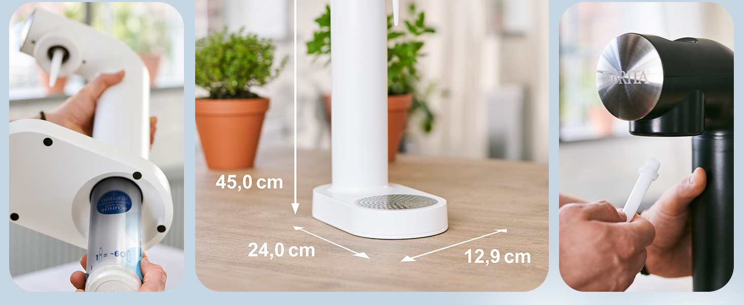 Газова вода BRITA sodaONE (чорний) з CO₂ балончиком та пляшкою PET без BPA | Зробить воду пружною (до 60л на балончик) – газова вода для дому