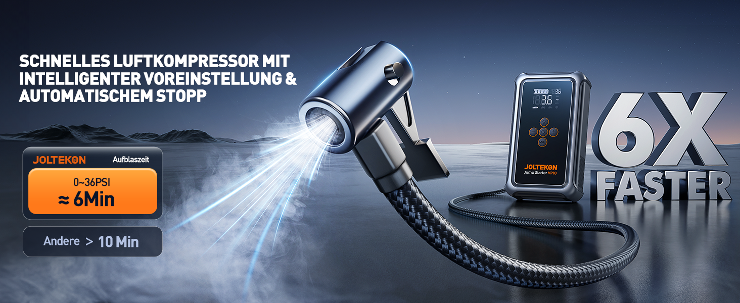 Powerbank Starthilfe 5000A з компресором 150PSI для автомобілів, 12V, бензин/дизель (10.0L), LED, USB-C