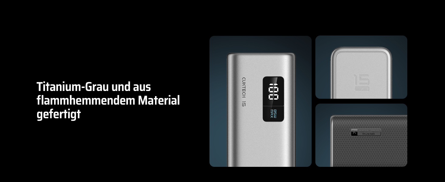 Power Bank CUKTECH 20000mAh 65W з дисплеєм, швидка зарядка USB-C PD 3.0 для iPhone, Samsung, Xiaomi, MacBook, ноутбуків