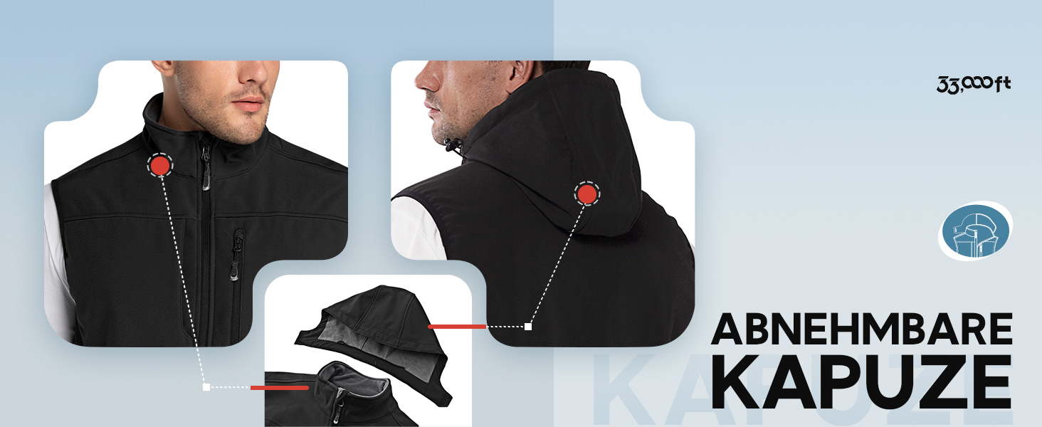 Чоловіча тепла жилетка Softshell з капюшоном, чорна XXL - водонепроникна, без рукавів