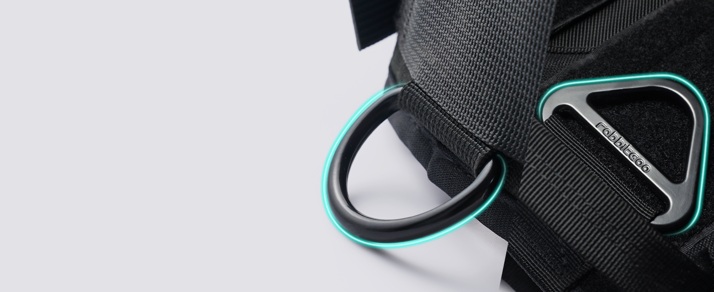 Шлейка для собак Rabbitgoo для великих собак без натягу, тактична нагрудна шлейка з MOLLE, металеві пряжки, дихаюча, військова, чорна, розмір L (1 шт.)