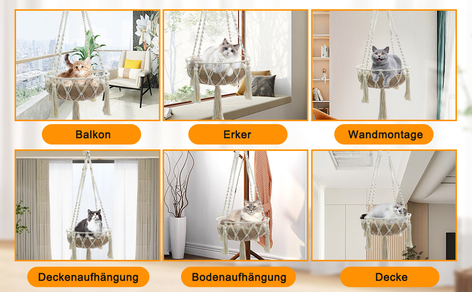 Макраме ліжко для котів, гамак для котів, гойдалка для котів, ручної роботи, підвісні гнізда для котів, діаметр 35 см