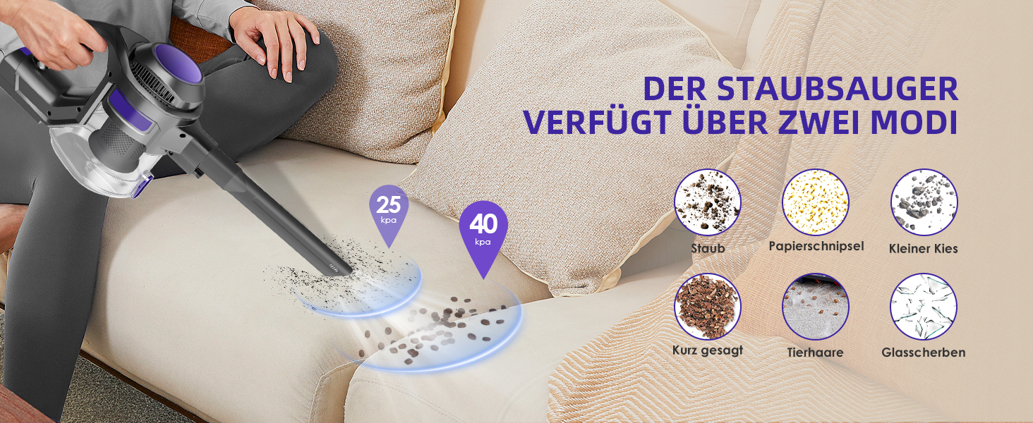 Бездротовий пилосос Authmic 40000Pa з HEPA-фільтрами, 50 хвилин роботи, 450W, для твердих поверхонь та килимів