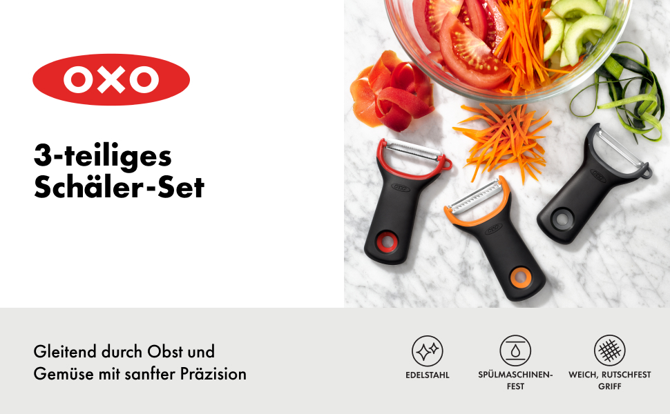 Набір овочечисток OXO Good Grips 3 шт. з нержавіючої сталі для чищення овочів та фруктів