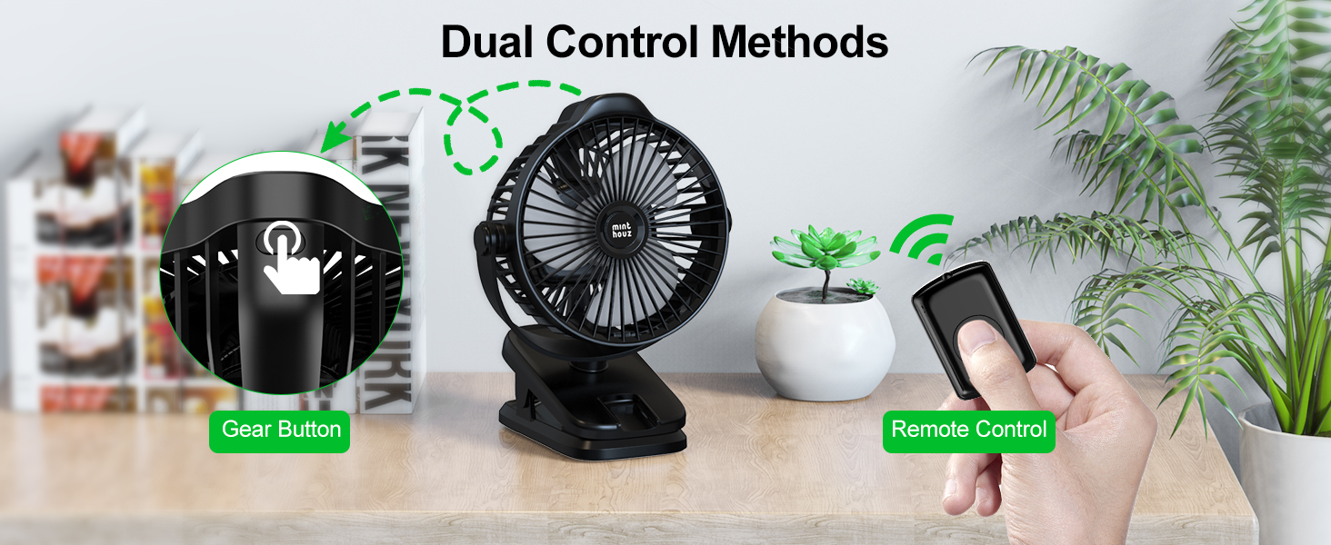 Портативний міні-вентилятор Minthouz з кліпсою, 8000mAh, 5 швидкостей, тихий, для дому, офісу, кемпінгу, дитячої коляски