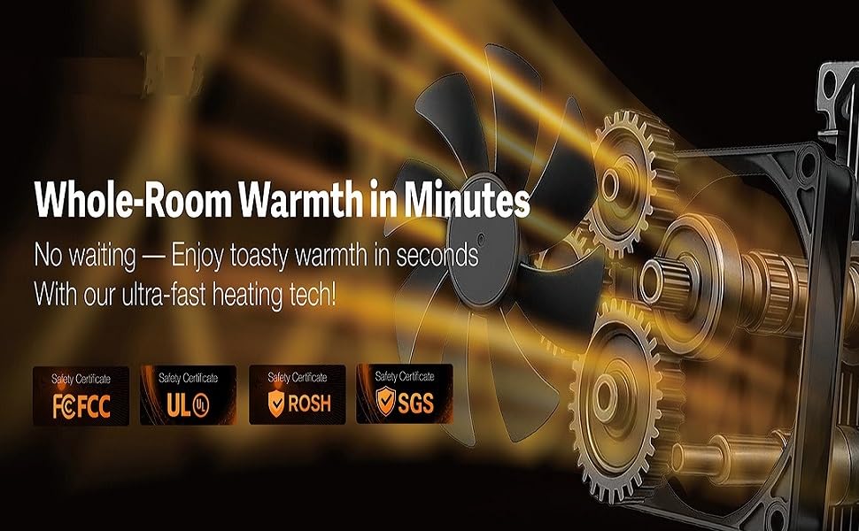 Електрична теплова гармата з пультом керування 2000W, 23 дюйми, 70° осциляція, 3D-полум'я, LED-дисплей, ECO-режим, таймер 12 годин - для дому, колір сріблястий