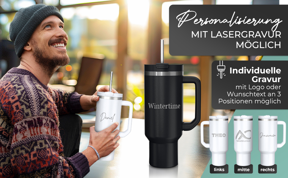 Personalized Insulated Tumbler - 40oz with Engraving - Custom Name or Logo, Leak-Proof, BPA-Free, with Lid & Straw