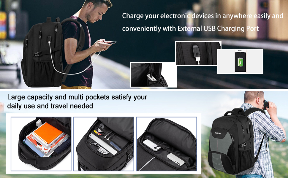 Чоловічий рюкзак 55L, великий, водовідштовхуючий, з відділенням для ноутбука (18.4