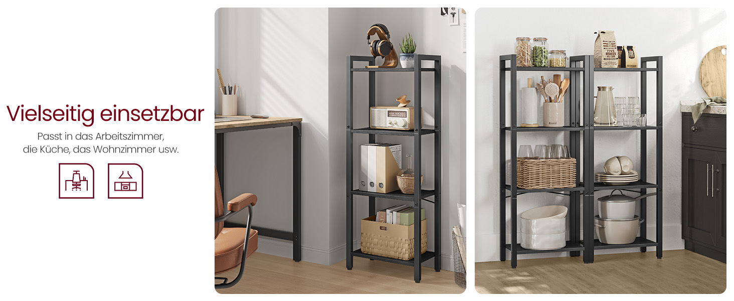 VASAGLE 4-Tier Regal mit offener Ablage