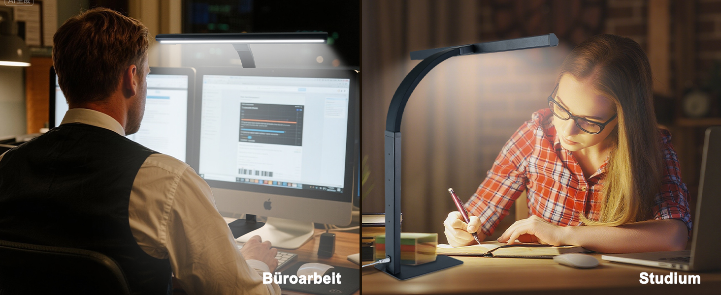 LED лампа настільна диммируемая 12W для офісу, дому та навчання, захист очей, світло дня, гнушийна шийка, 5 кольорів, плавне регулювання яскравості