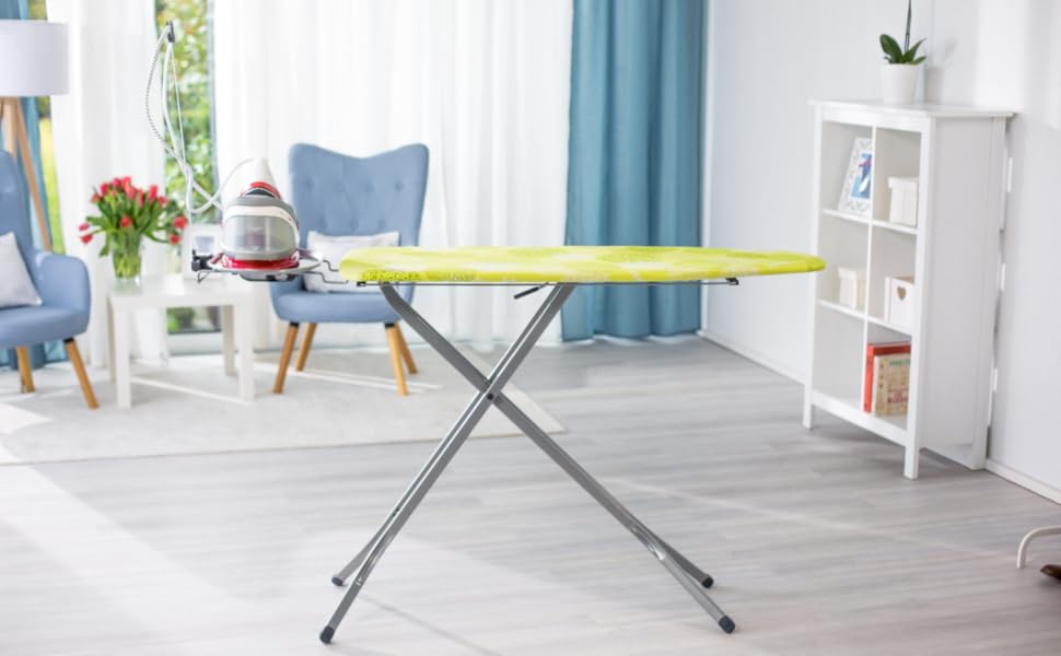 Гладильна дошка Vileda Perfect 2 в 1 Plus, 122 x 44 см, з регульованою підставкою для праски та висувним металевим кріпленням