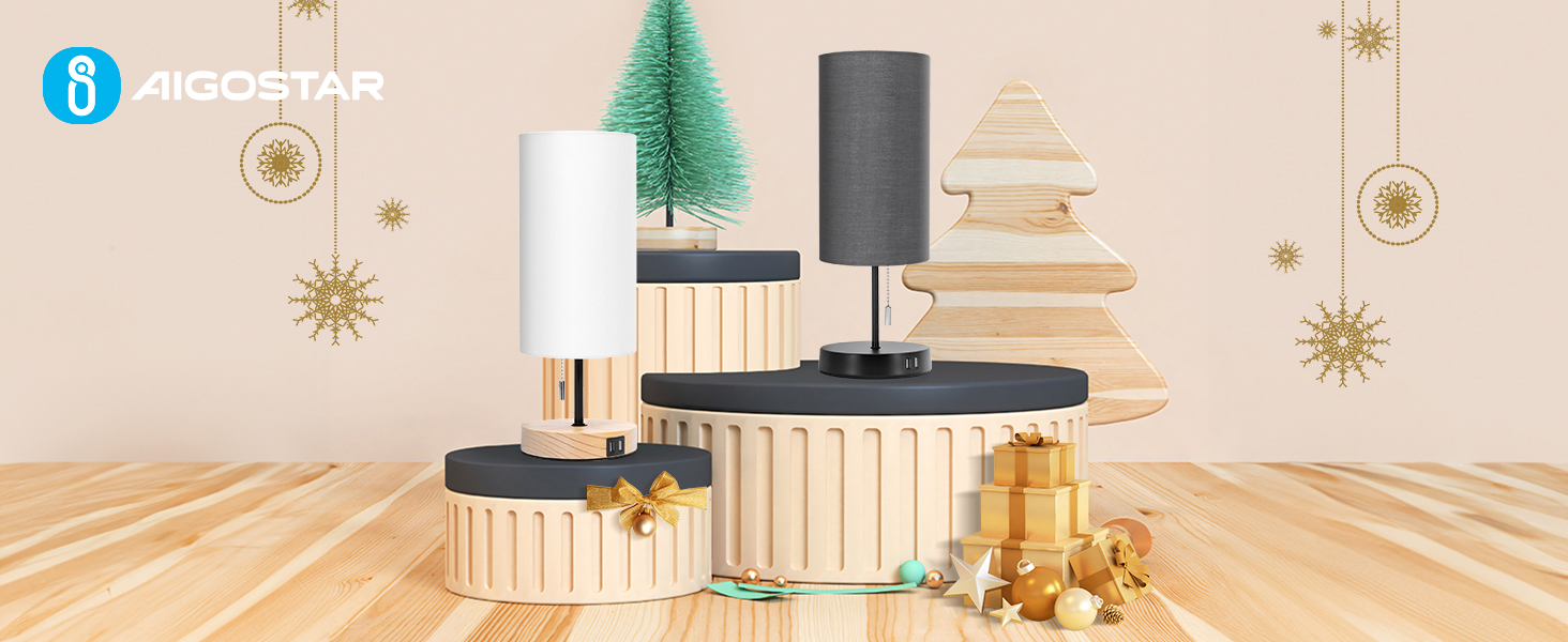 Настільна лампа Aigostar з 2 USB-портами, вимикач, металевий цоколь, сірий колір. Сучасна лампа для спальні, вітальні, дитячої кімнати та робочого столу.