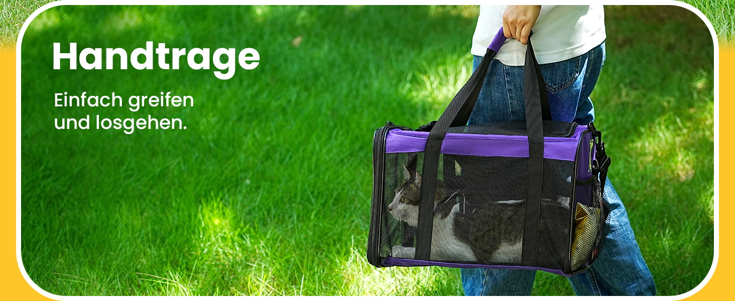 Транспортна переноска для кота Conlun, м'яка переноска з сіткою з 4 сторін, підходить для перевезень літаком, для кошенят та малих котів до 6 кг, чорна, 43x28x28 см