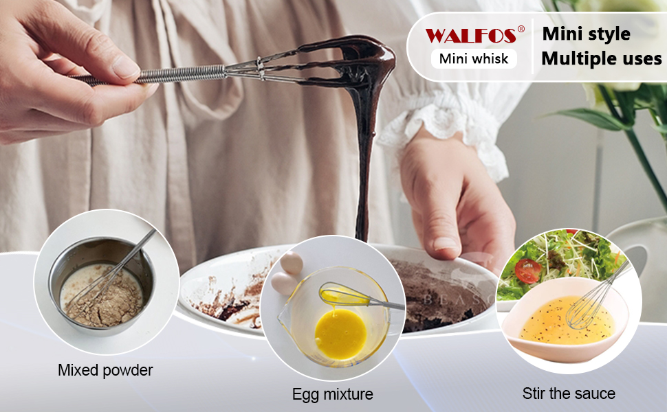 Набір міні-збивачі Walfos (2 шт.) - нержавіюча сталь, 13 см + 18 см. Збивачі для кухні, для приготування, змішування, збивання яєць та інших продуктів.
