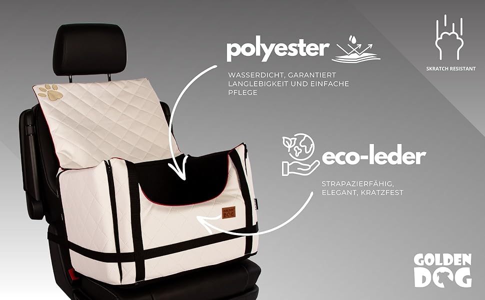 Автомобільний лежак для собак Golden Dog M - 52x44x33 см, чорний, з кріпленням ISOFIX, водонепроникний, з підкладкою