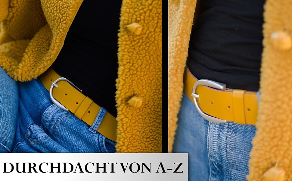 Жіночий шкіряний ремінь Friedrich Hoffmann чорний, ширина 4 см, Made in Germany - 100 см