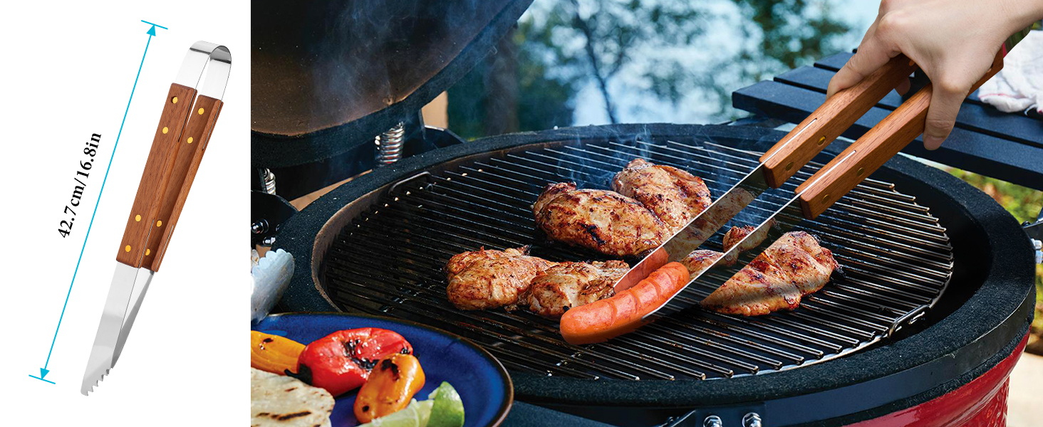 Набір аксесуарів для гриля 4 шт. з високоякісним гриль-посудом (щипці, лопатка, виделка, щітка та сумка) для приготування їжі на задньому дворі, кемпінгу та відпочинку на природі. Ідеальний подарунок для чоловіків.