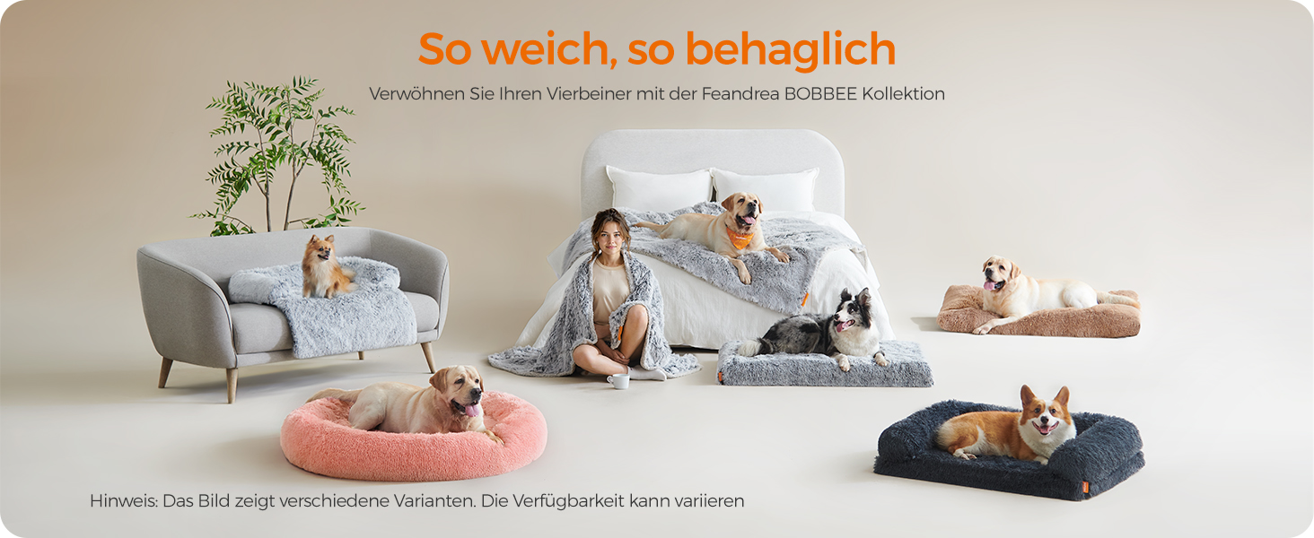 Feandrea м'яке ліжко для собак FluffyHug, диван-подушка, захист дивану, розмір M, для маленьких та середніх собак, 80 x 75 x 16 см, Ombré-Сірий