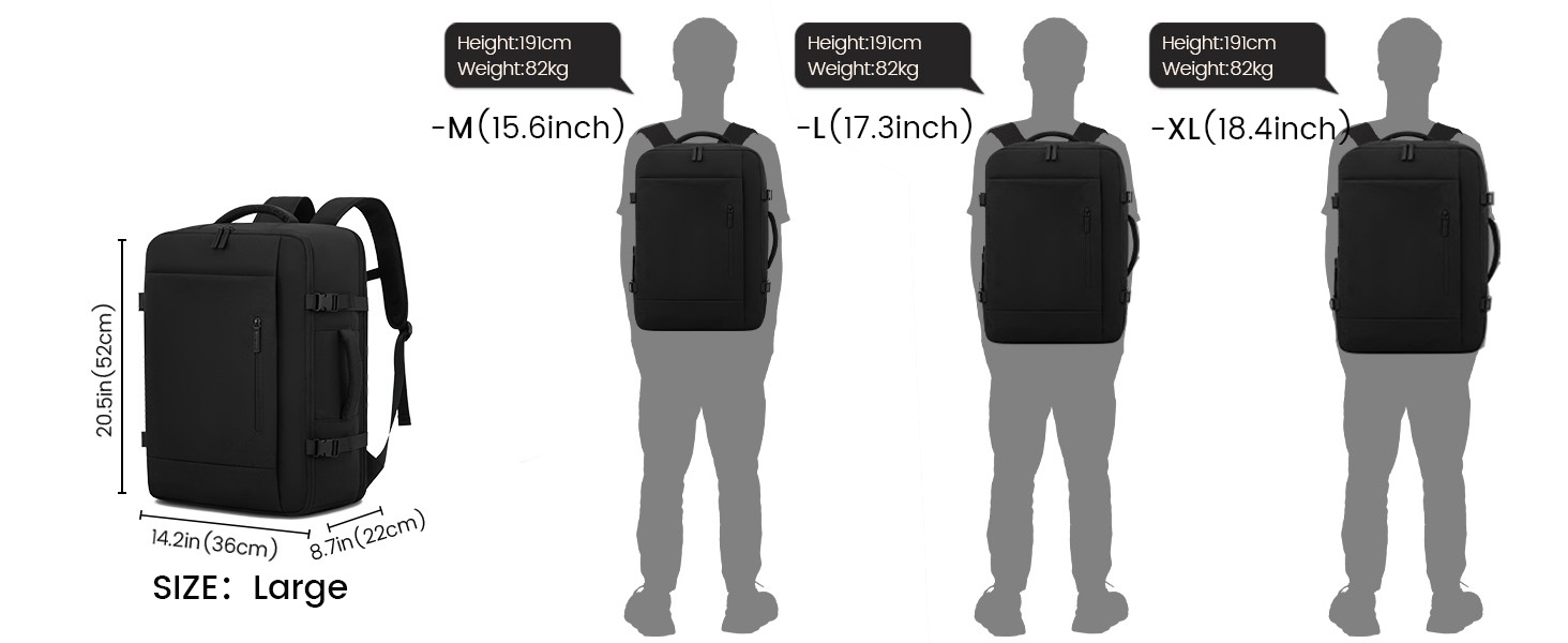 LOVEVOOK Рюкзак-валіза для ручної поклажі, 40L, для ноутбука 17,3